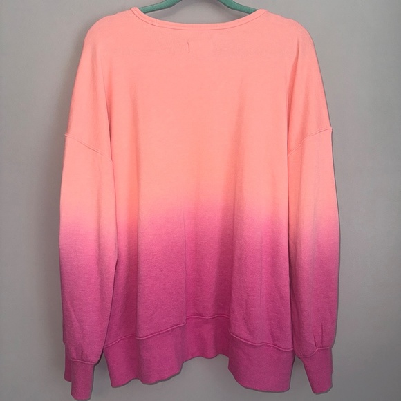 Lou & Grey Loft Dip Dye Terry Sweatshirt Shorts Set Pink Orange Ombre Size XXL - Picture 8 of 13
